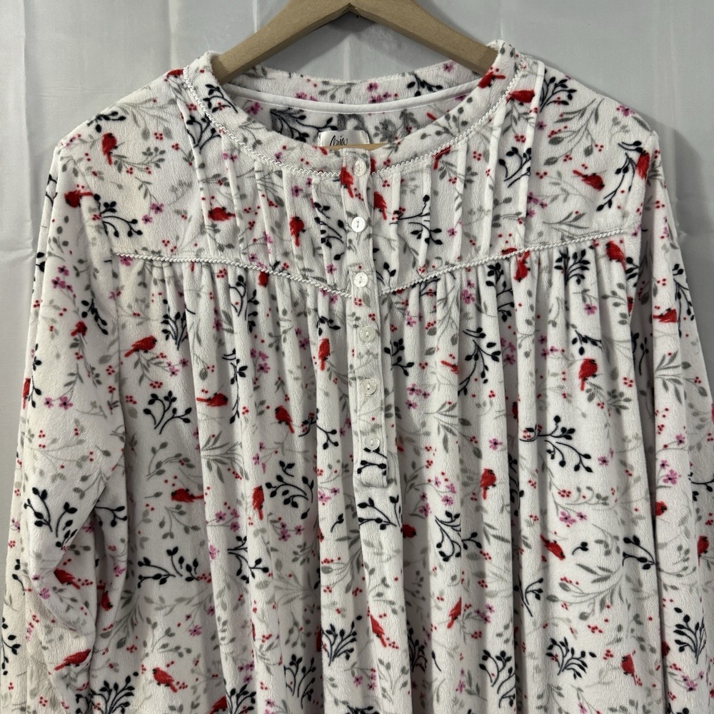 Aria Nightgown Womens XL 16-18 Cardinals Soft Velour Warm Pajamas Modest Grandma